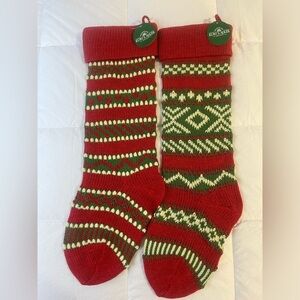 KNITTED YARN UGLY SWEATER CHRISTMAS SWEATER STOCKINGS RED 20 INCH, 2 PIECES.